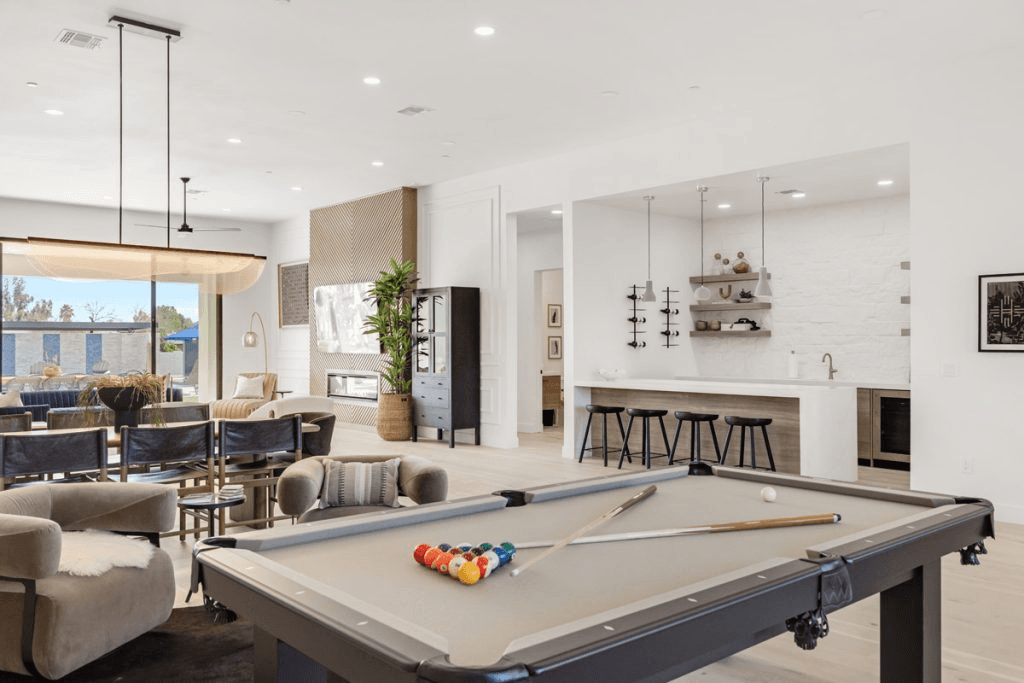 Pool table in a rental house.