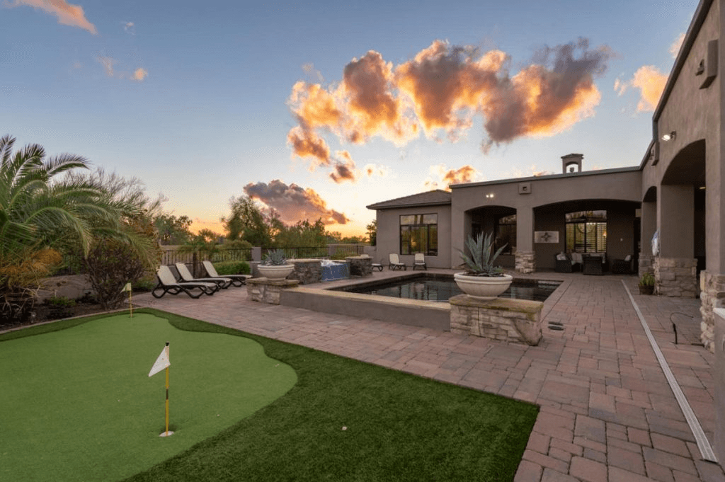 Outdoor area of a luxury rental property.