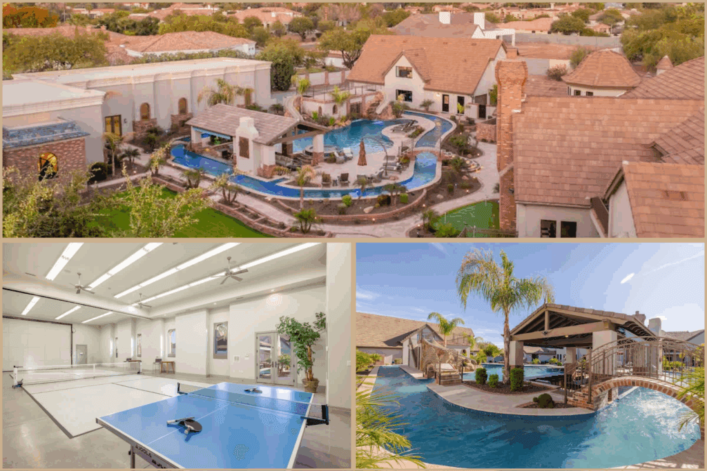 A collage of images from HÓZHÓ Grand Estate on Sunnyside showcasing Scottsdale resorts for families.