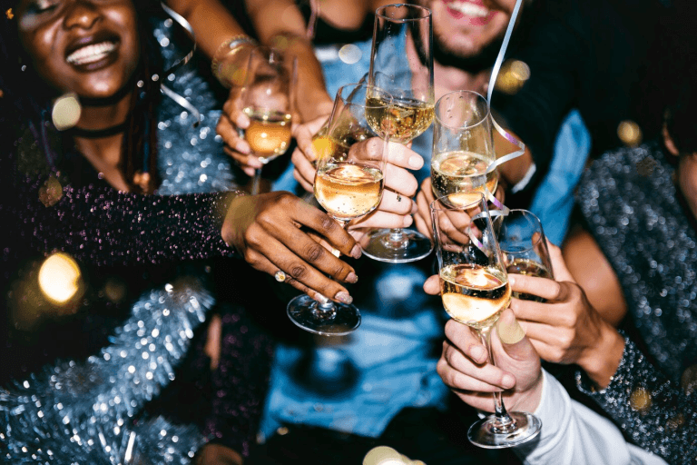 An iamge of people out enjoying drinks at a bar. 