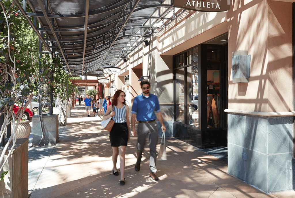 Outdoor shopping at the Kierland Commons.