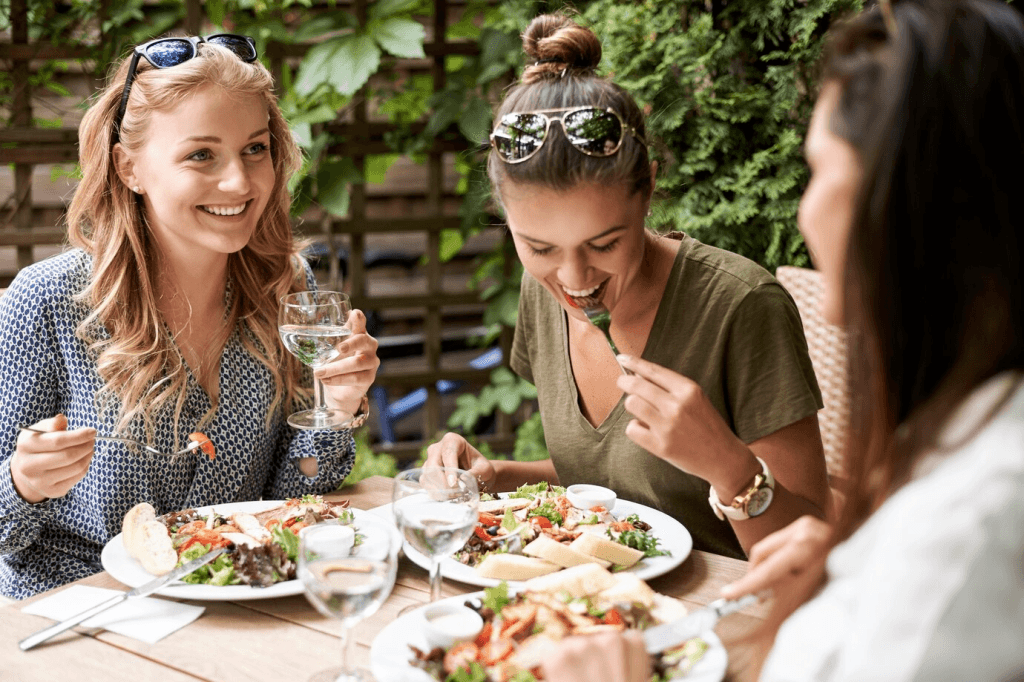 Dining at a restaurant.