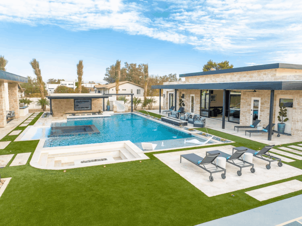A Scottsdale vacation rental with a pool inside a courtyard. 