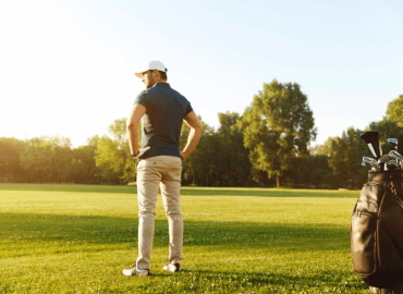 Image of a man on a corporate golf retreat.