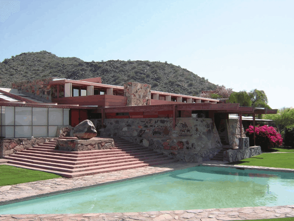 An image of Frank Lloyd Wright’s Taliesin West house.