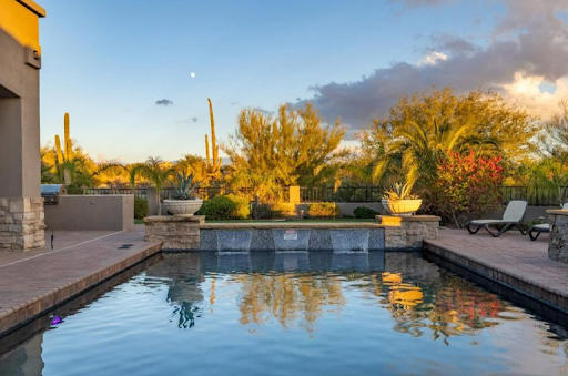 A desert retreat featuring a private pool