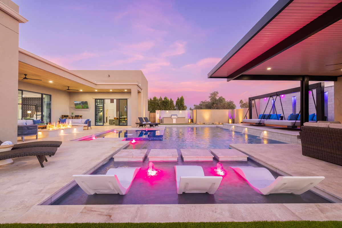 Image of the pool and outdoor area of the Estate on Harmony.