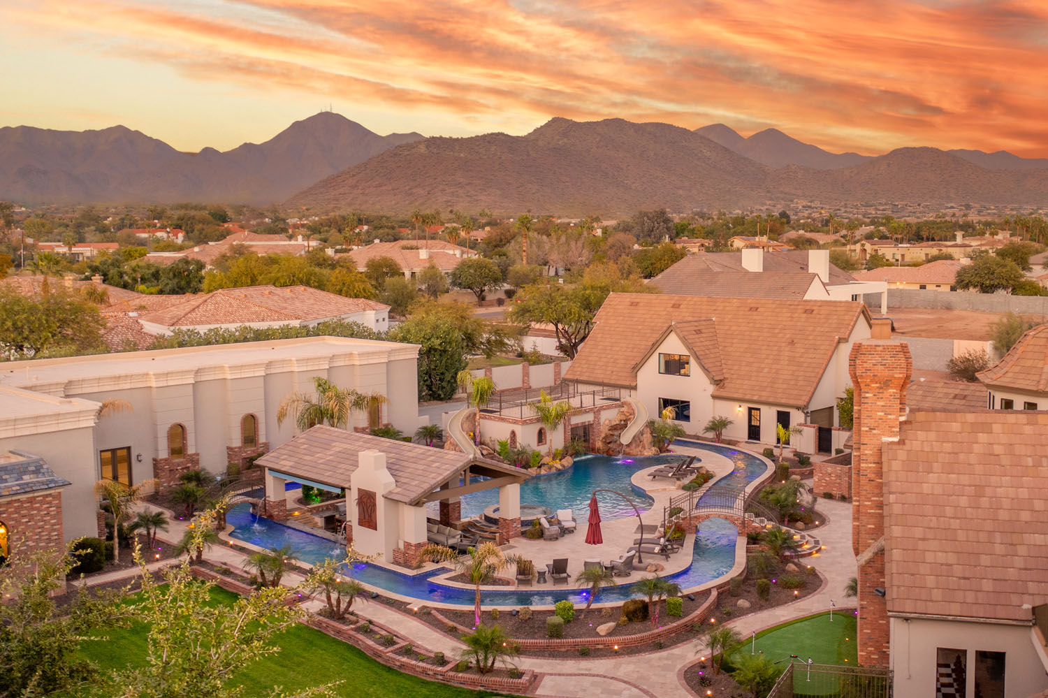 Luxury mansion rentals with a lazy river pool for the ultimate getaway.