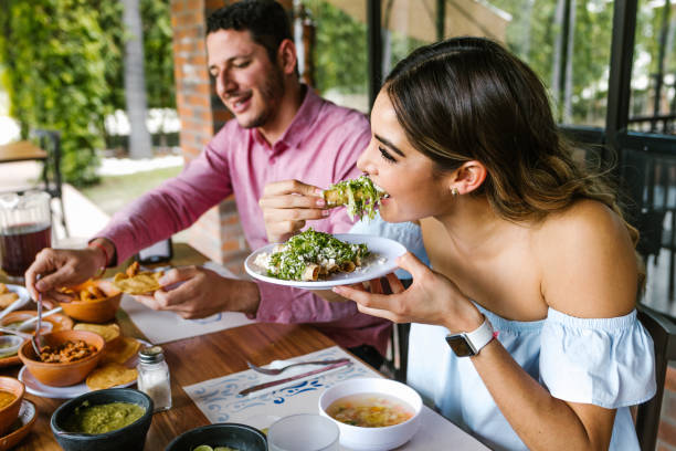 A couple enjoys traditional Southwestern cuisine.