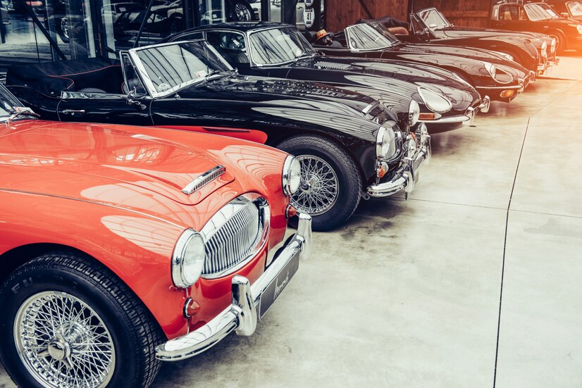 Various luxury cars at the Barrett-Jackson Auto Auction.