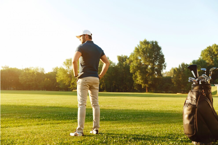 Image of a man on a corporate golf retreat.