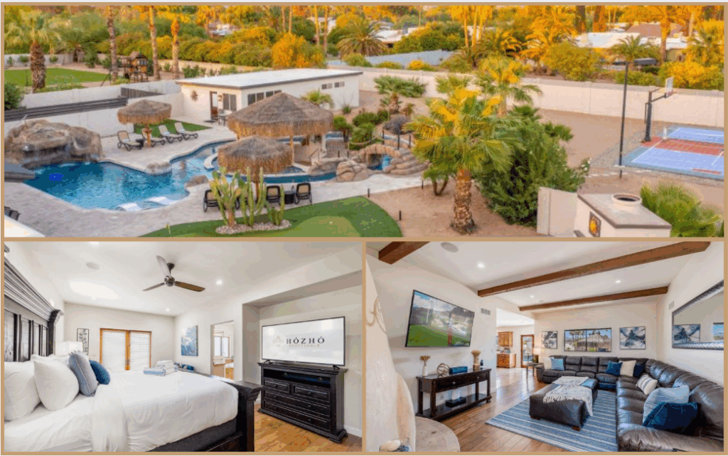 A collage of various pictures of HÓZHÓ Residence on Larkspur.