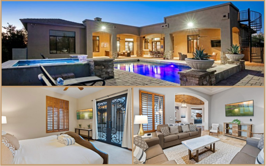 A collage of various pictures of HÓZHÓ Residence on Desert Views.