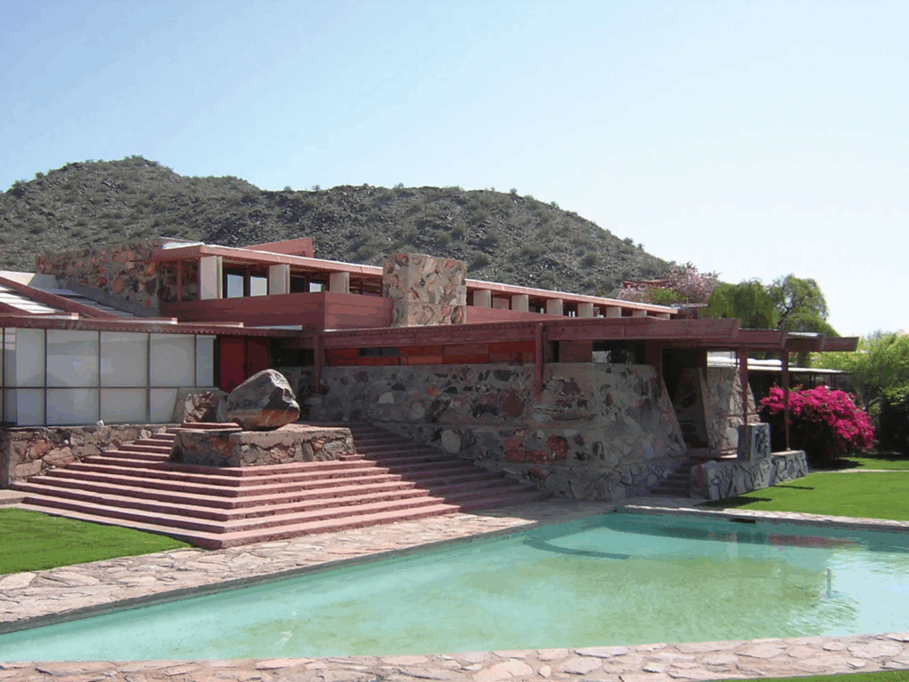 An image of Frank Lloyd Wright’s Taliesin West house. 