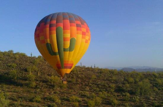 An image of a hot air balloon over the Sonoran Desert. 
