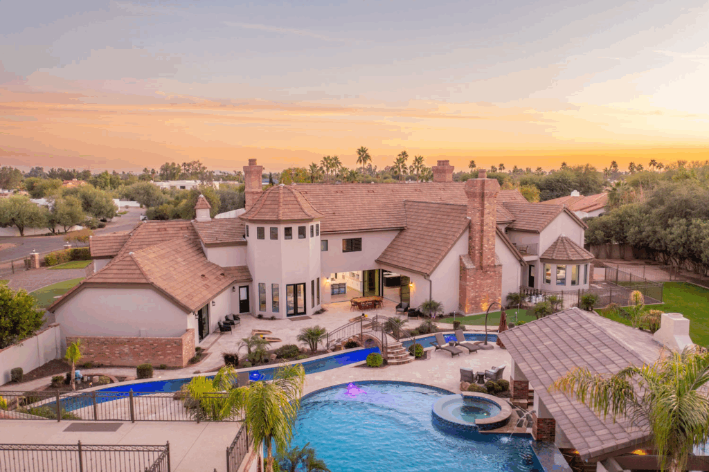 A large vacation rental with a lazy river and pool, perfect for large groups. 