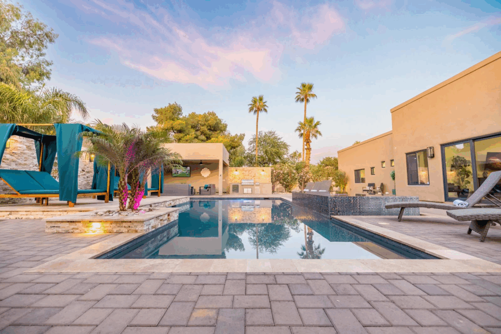 Modern Arizona home with resort-style pool area.